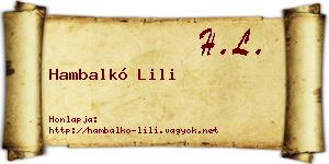 Hambalkó Lili névjegykártya